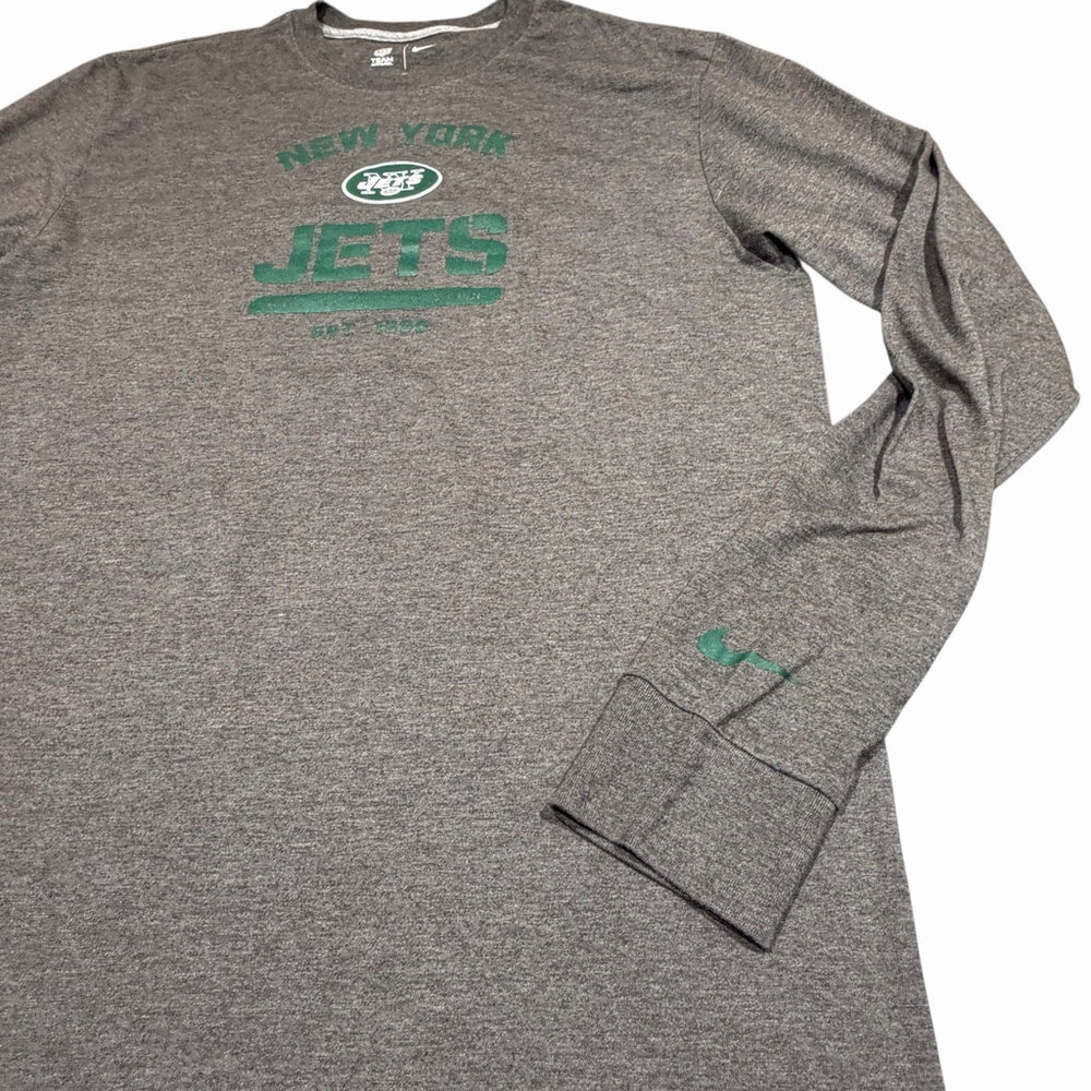 New York Jets Nike NFL Team Apparel Size L Men's Gray/Green Long Sleeve TShirt - Picture 3 of 11